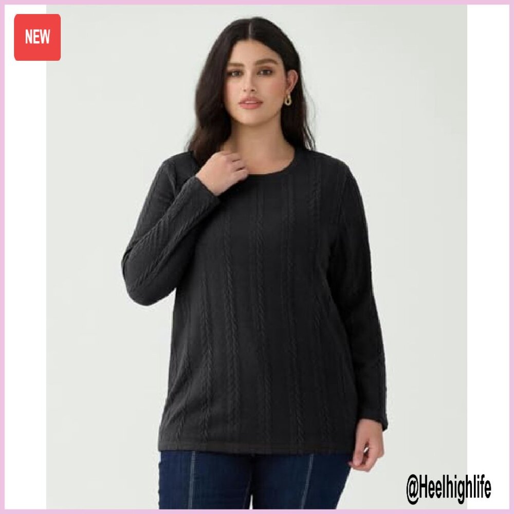 Plus Size Cable Knit Pullover Sweater Lightweight… - image 6